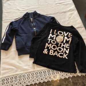 Blue kid open sweater and a Free Children’s Place